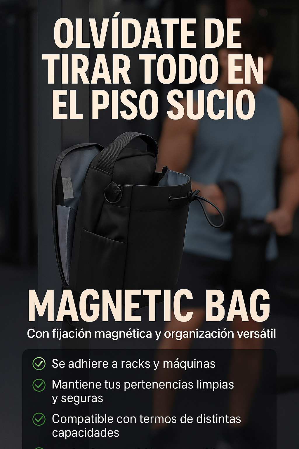ADIOS A TUS COSAS EN EL PISO- MAGENTI BAG™  BOLSO MAGNETICO IMPERMEABLE GYM