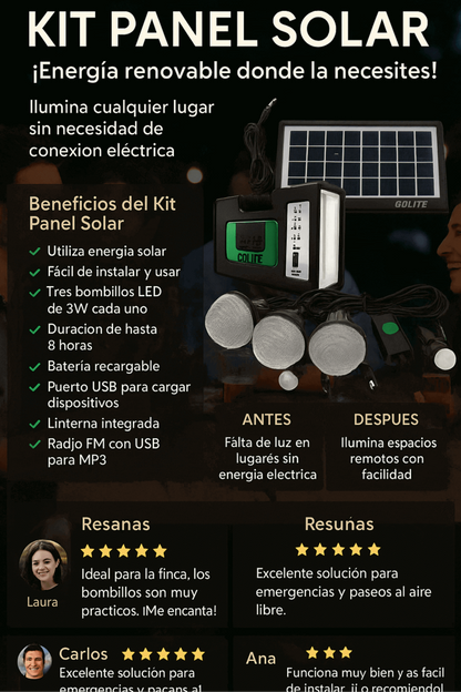 Kit Solar GDLite 10 RADIO Batería 3 Bomb